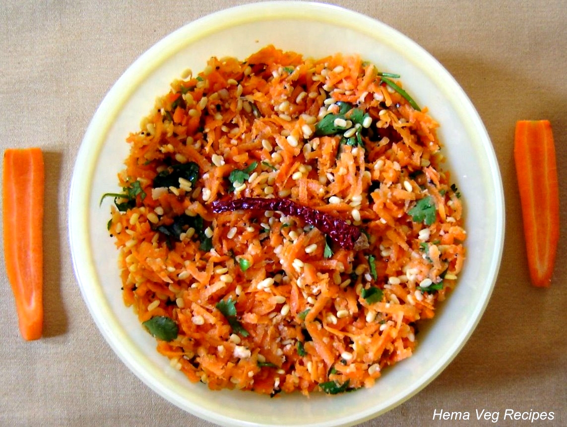 Carrot Kosambari Salad Indian Vegetarian Recipes